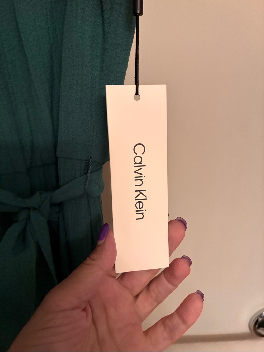 Calvin Klein Emerald Green Sleeveless Pleated Jumpsuit - Picture 4 of 9